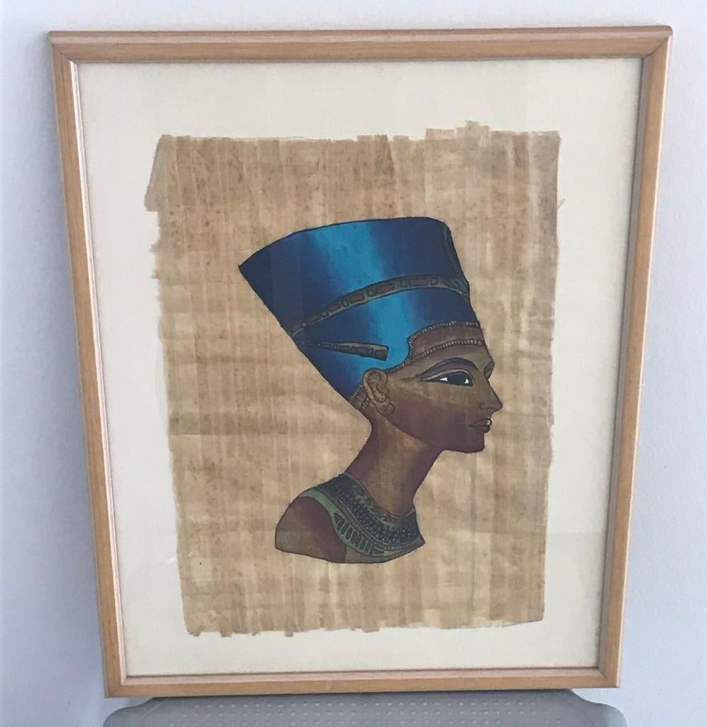 Papyrus égyptien Néfertiti - encadré, Antiquités & Art, Enlèvement