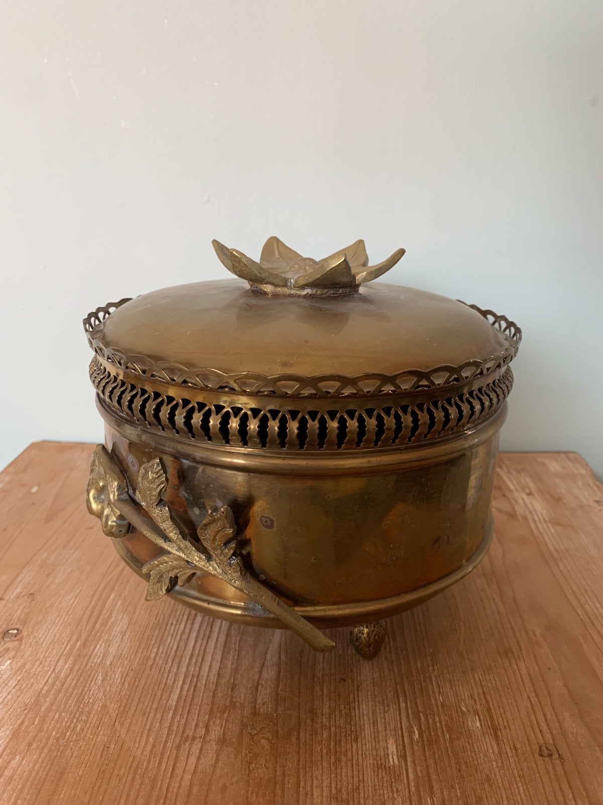 Vintage messing schaal met deksel, Ophalen of Verzenden