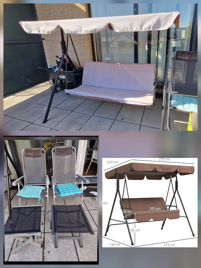 Outdoor swing and garden chairs, Tuin en Terras, Ophalen, Gebruikt, 2 zitplaatsen, Tuinset
