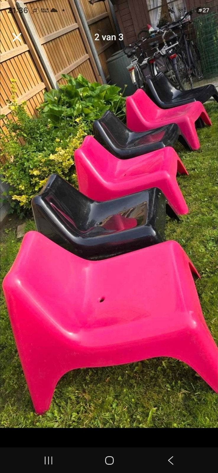 6 lounge zetel ikea, Tuin en Terras, Tuinstoelen, Ophalen, Zo goed als nieuw, Plastic, Stapelbaar