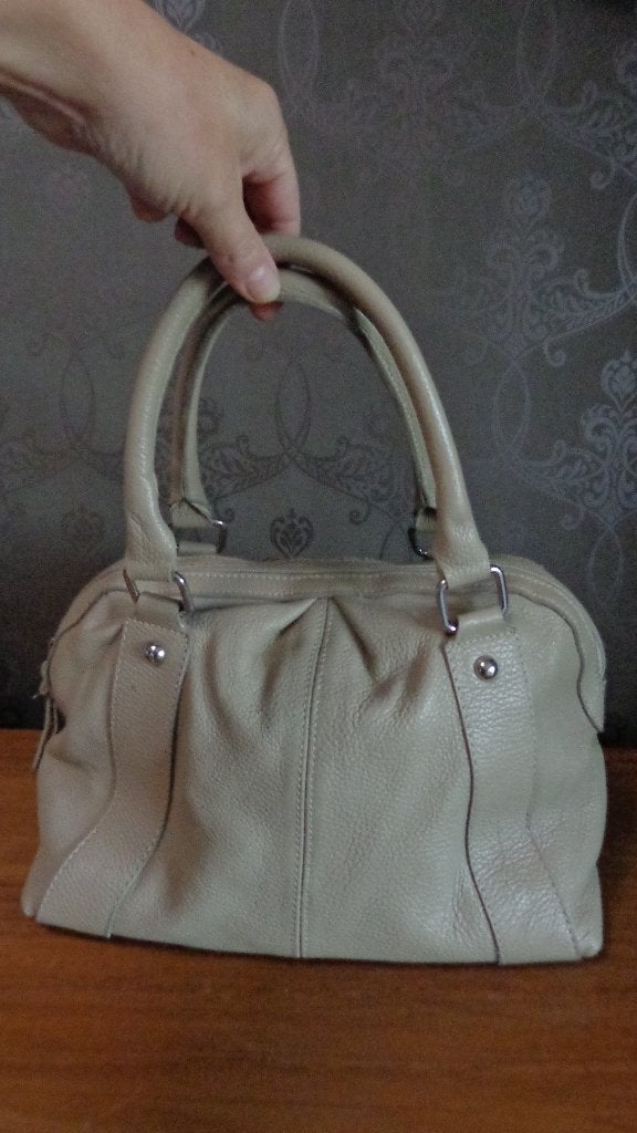Handtas beige leder, Ophalen of Verzenden, Zo goed als nieuw, Beige, Handtas