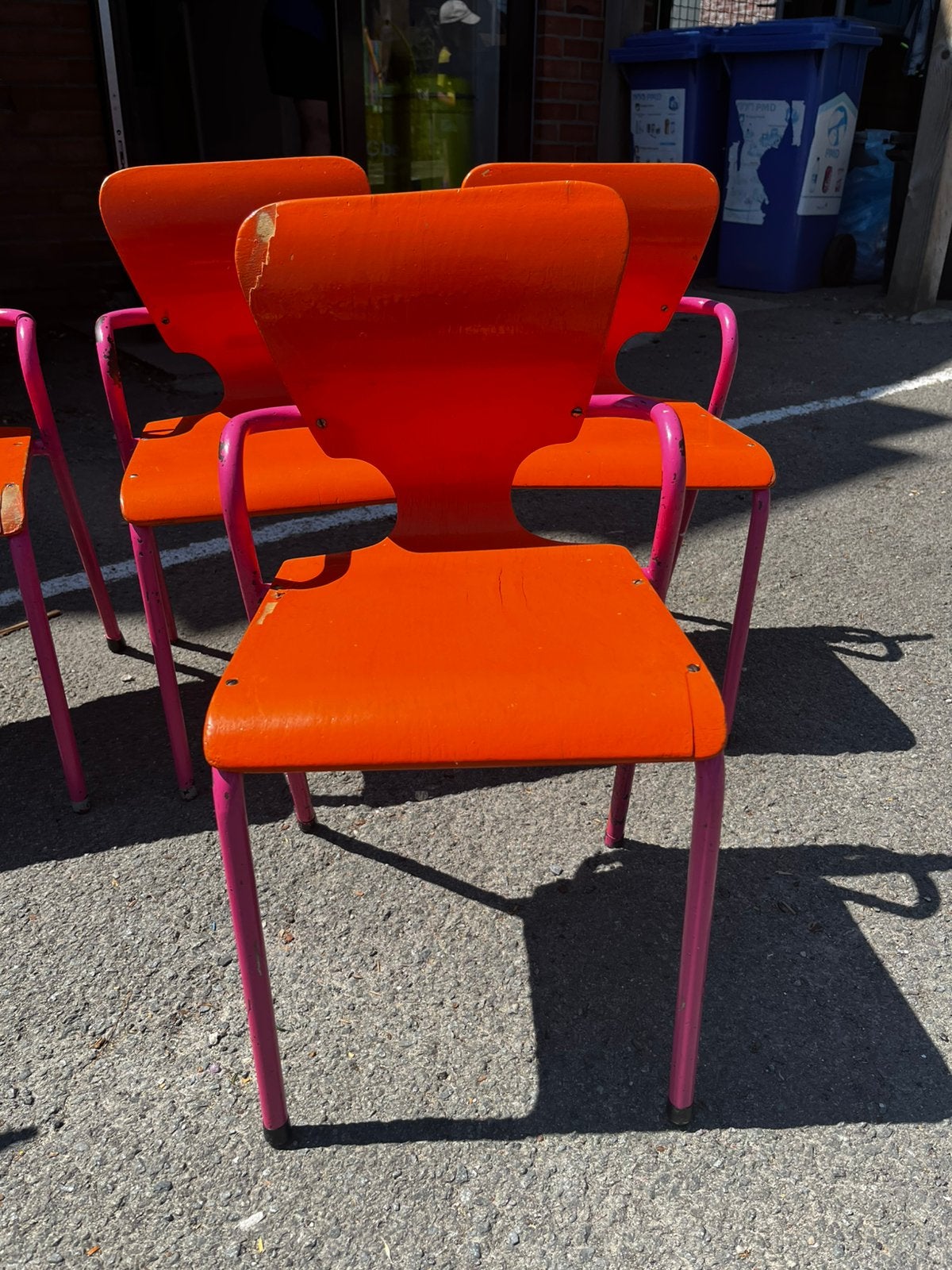 Retro kleuterstoelen, Huis en Inrichting, Stoelen, Gebruikt, Metaal, Overige kleuren, Ophalen