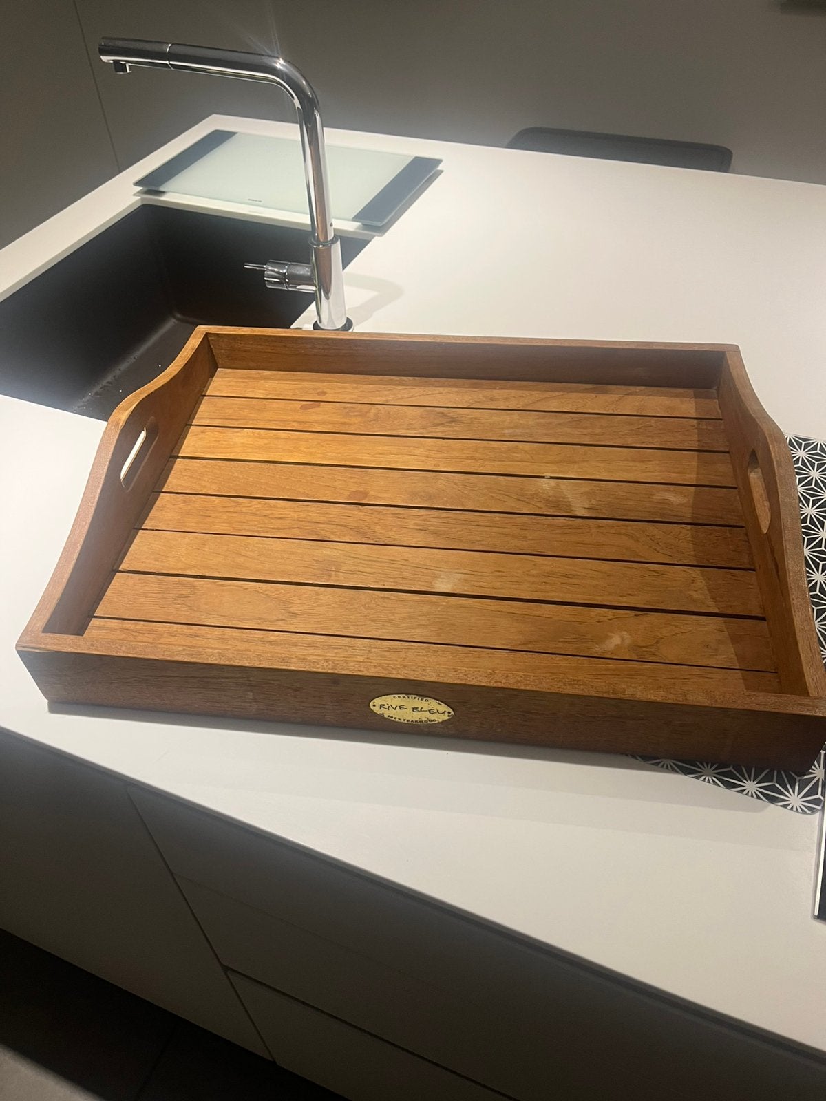 Teakhouten dienbladen. Rive Bleu, Huis en Inrichting, Ophalen, Zo goed als nieuw, Dienblad