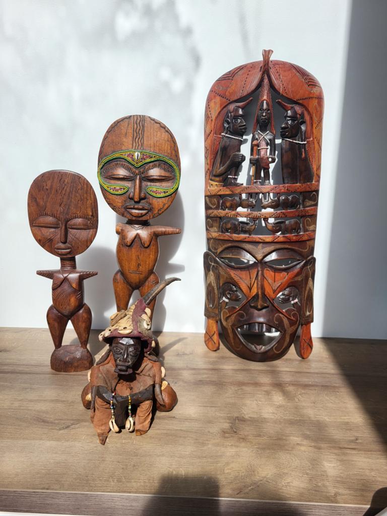 Set Afrikaanse beelden, Antiek en Kunst, Kunst | Beelden en Houtsnijwerken, Ophalen of Verzenden, Beeld