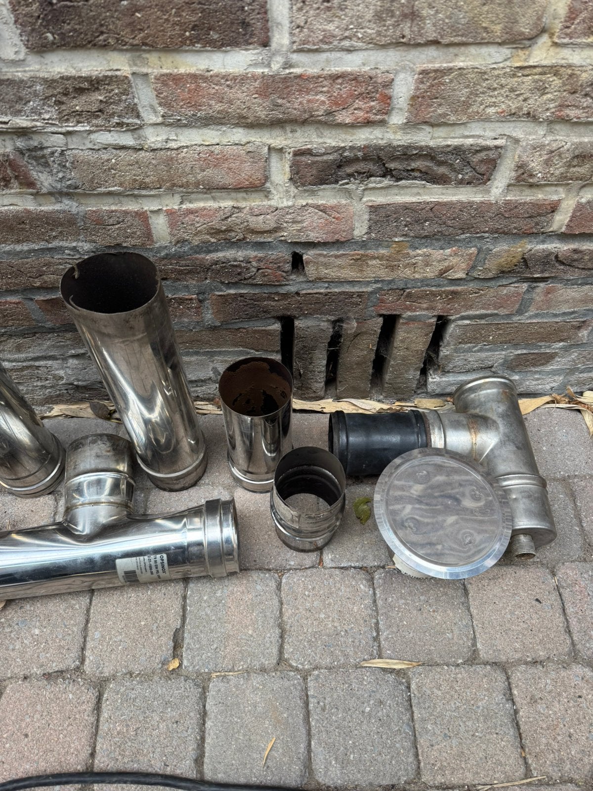 Inox enkelwandige kachelbuizen, Ophalen, Inox, Gebruikt, 60 tot 80 mm