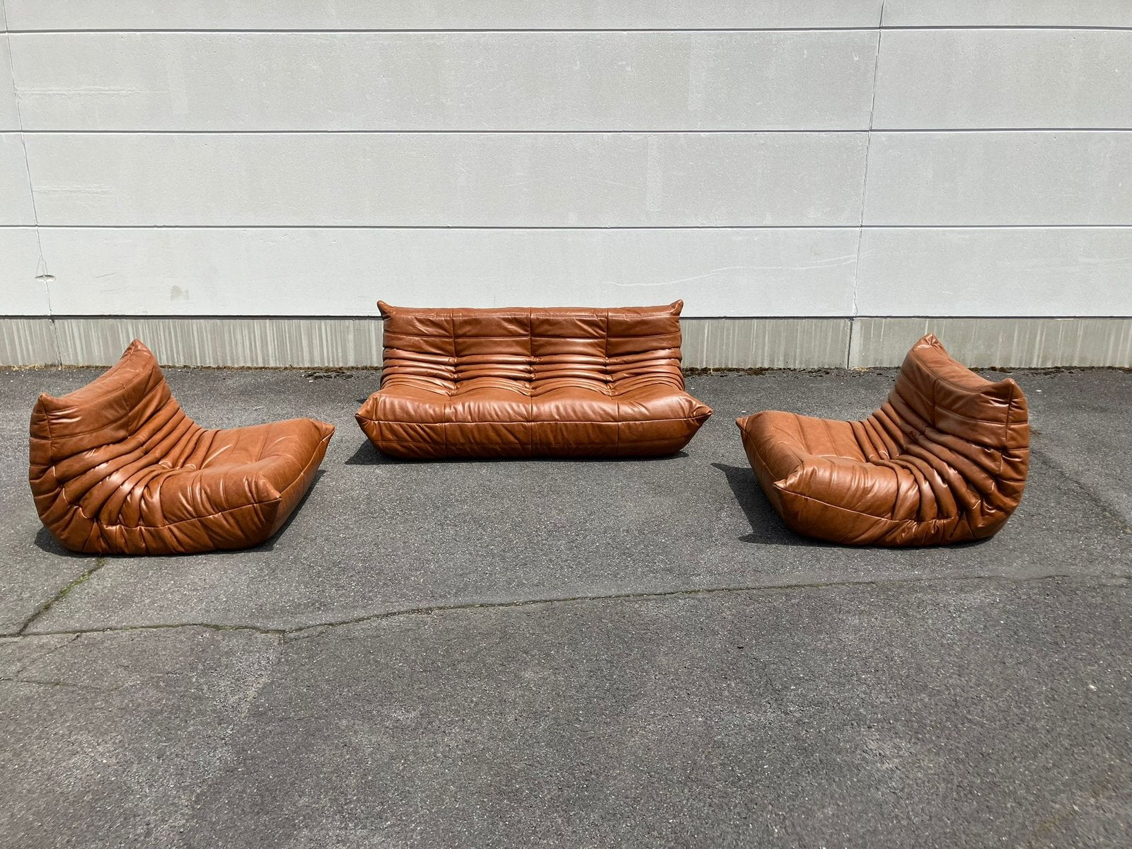 Ensemble vintage en cuir cognac en parfait état !, Maison & Meubles, Enlèvement ou Envoi, Togo ligne roset leolux knoll vitra cassina b&b italia artifort