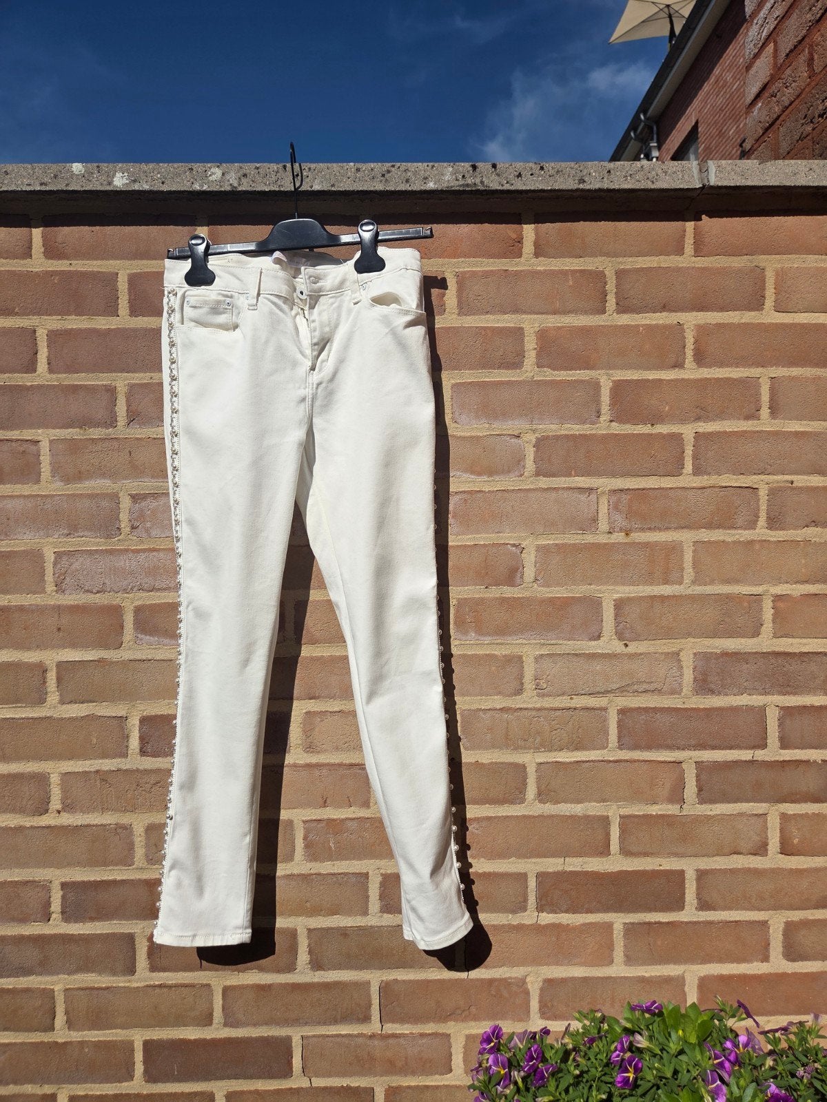 Knappe witte zomerbroek met pareltjes toxik3 maat 40/large, Maat 38/40 (M), Wit, Nieuw, Ophalen of Verzenden