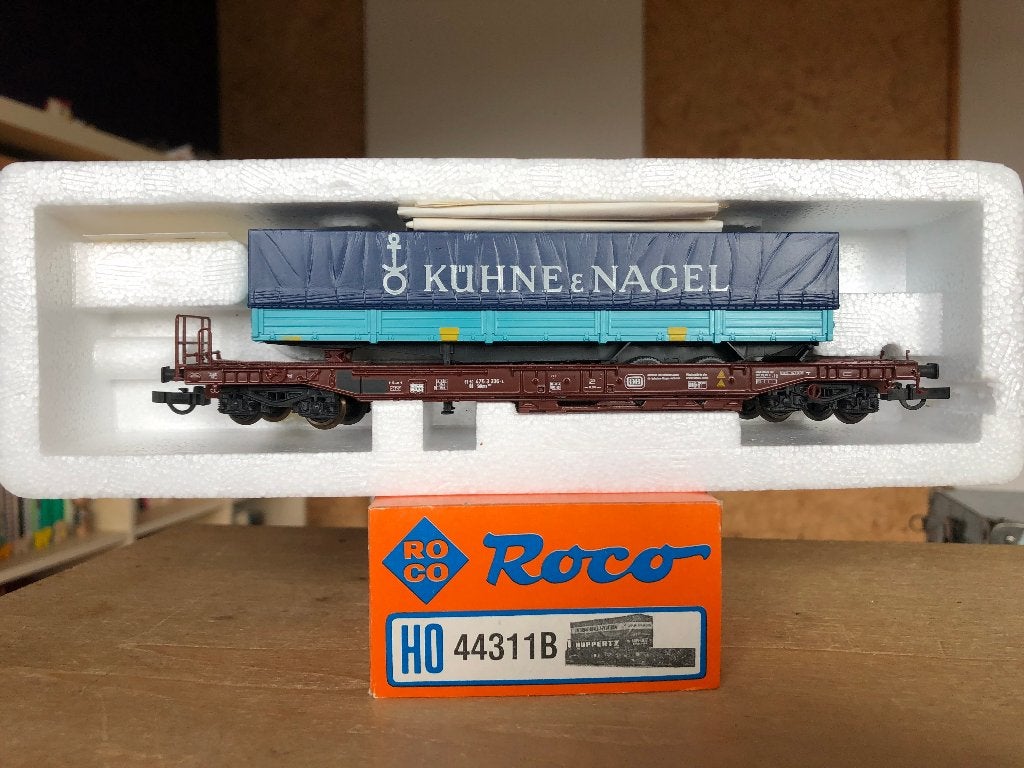 ROCO 44311B DB WAGON KANGOUROU KÜHNE & NAGEL HO, Envoi, Utilisé, Wagon, Roco