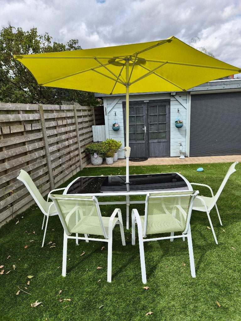 metalen tuinset, Tuin en Terras, Ophalen, 4 zitplaatsen, Gebruikt, Stoel