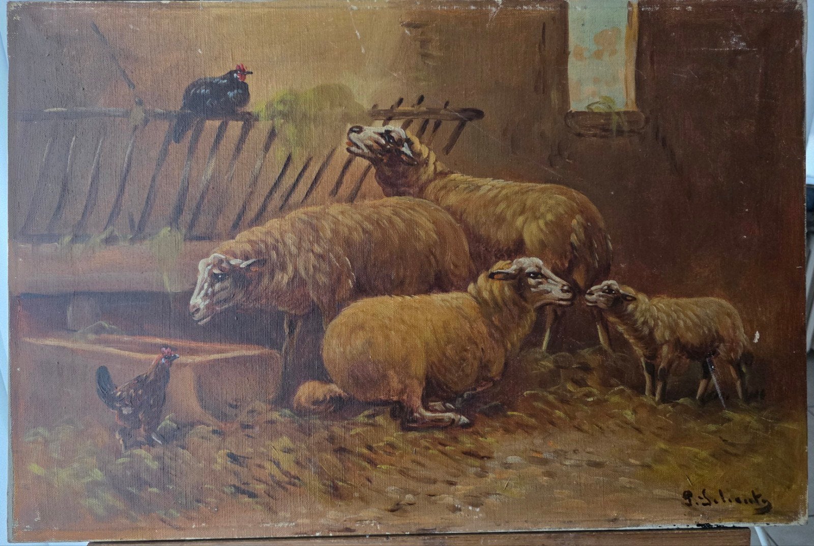 Paul schouten, Antiek en Kunst, Doek, Dieren, Ophalen of Verzenden, Gesigneerd