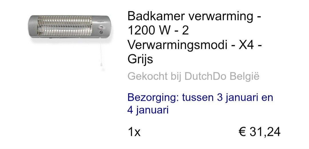 Badkamerverwarming, Enlèvement