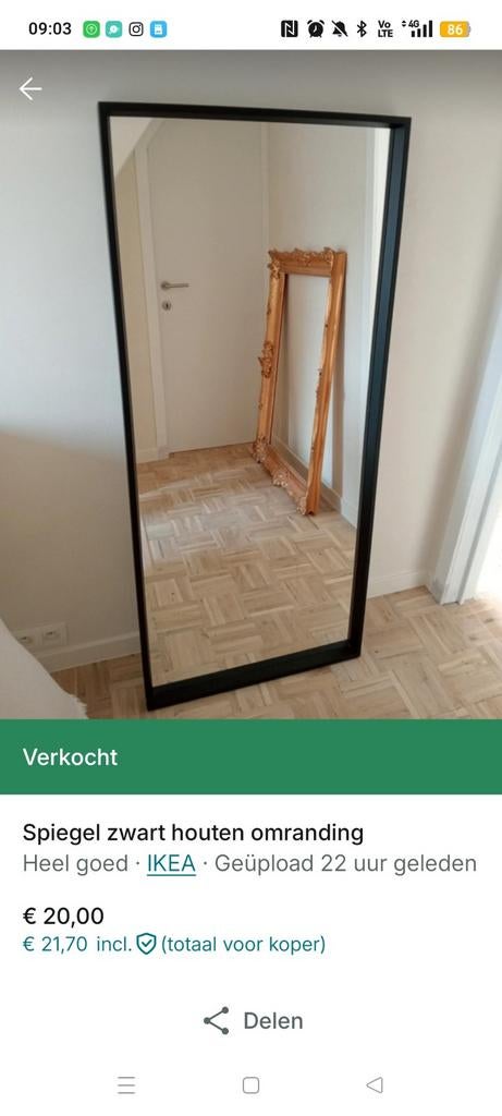 Zwarte spiegel perfecte staat, Huis en Inrichting, Ophalen