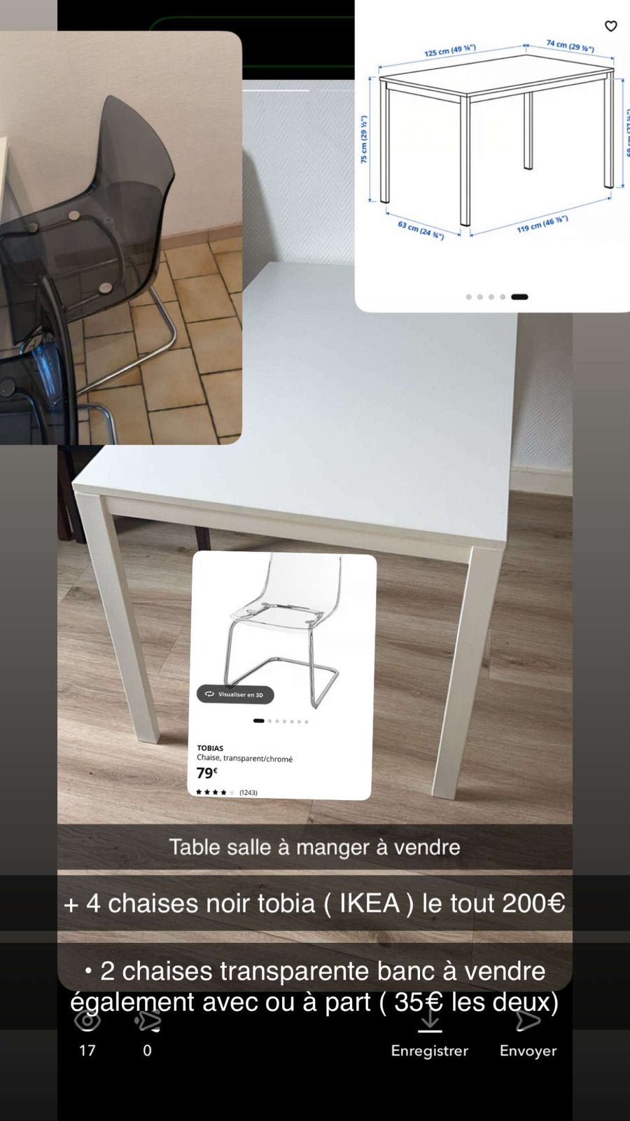 Table + chaises, Enlèvement, Utilisé