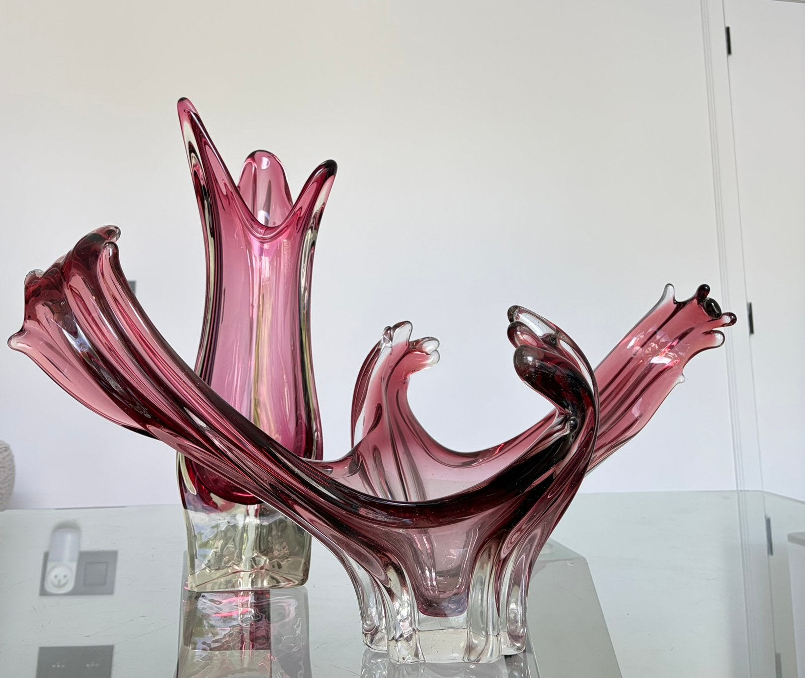 Duo de vases Rouge Élégance, Huis en Inrichting, Woonaccessoires | Vazen, Ophalen, Zo goed als nieuw, Rood, Glas
