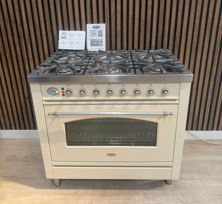 Mooie Crème Boretti Fornuis 6-pits 90 cm (Gratis bezorgen), Ophalen of Verzenden, Zo goed als nieuw