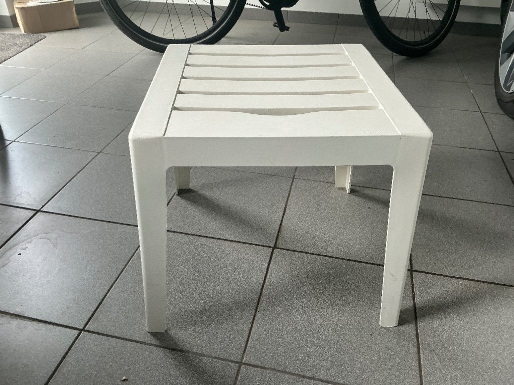 Witte Grosfillex Bijzettafel - 43x43x40 cm Kunststof, Ophalen, Minder dan 45 cm, Gebruikt, Vierkant