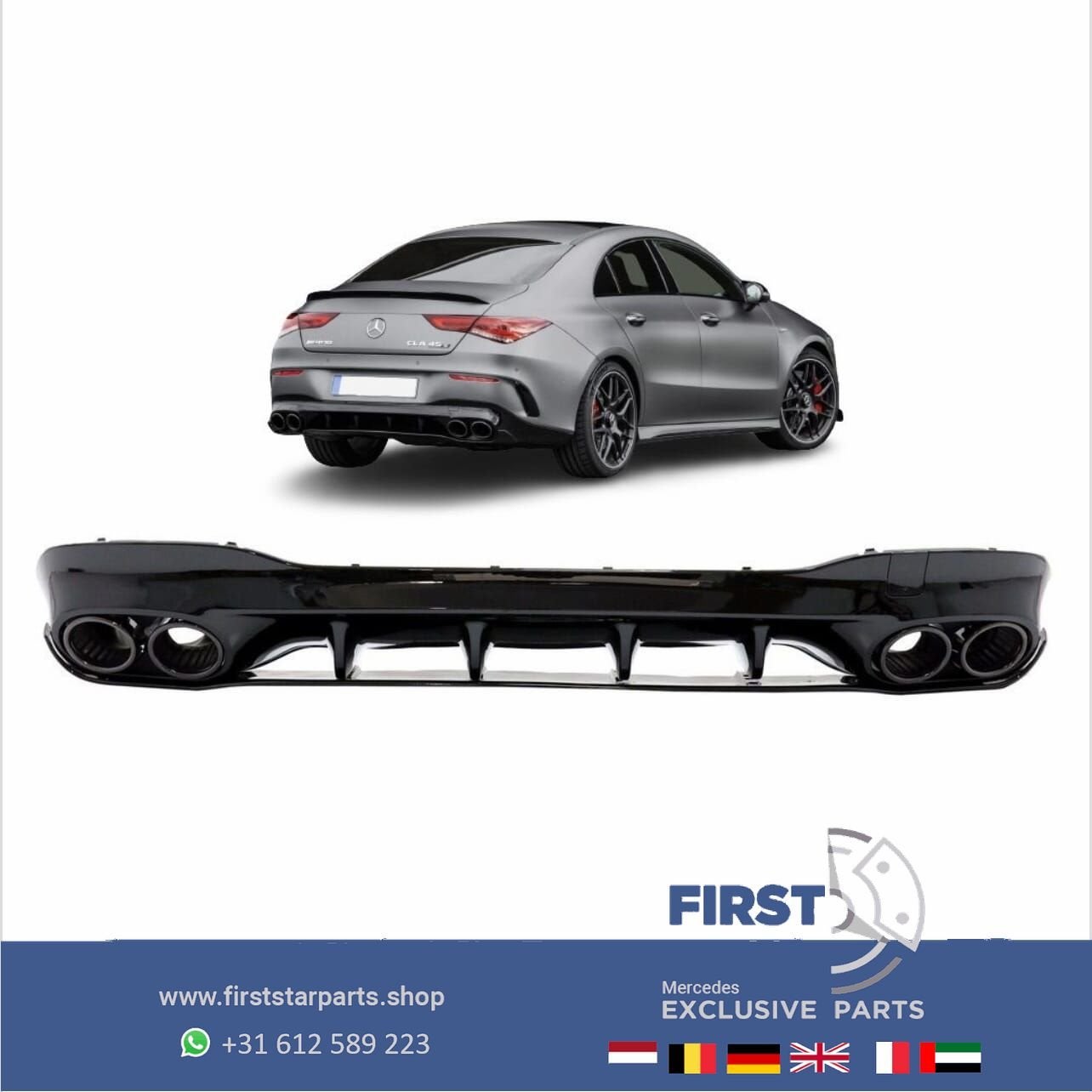 W118 C118 X118 CLA45 AMG DIFFUSER + UITLAAT SIERSTUKKEN AERO, Auto-onderdelen, Gebruikt, -, Ophalen of Verzenden, -