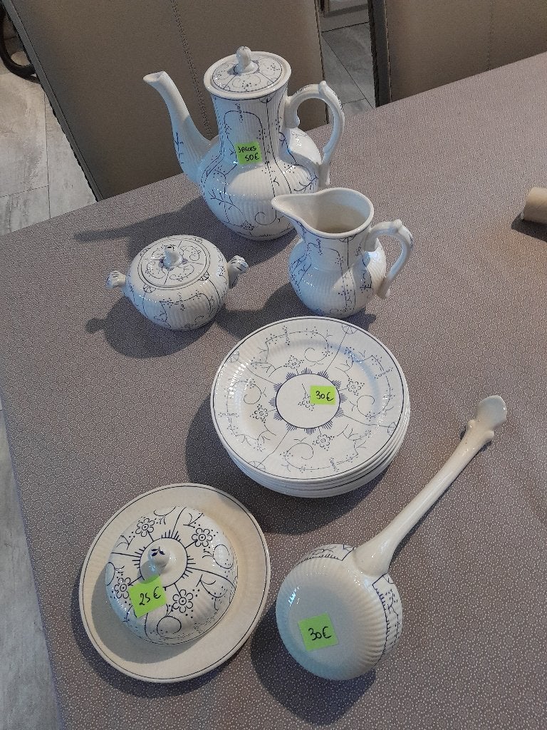 Lot Boch Copenhagen pollepel, botervloot, koffiezetapparaat, Antiek en Kunst, Curiosa en Brocante, Ophalen of Verzenden