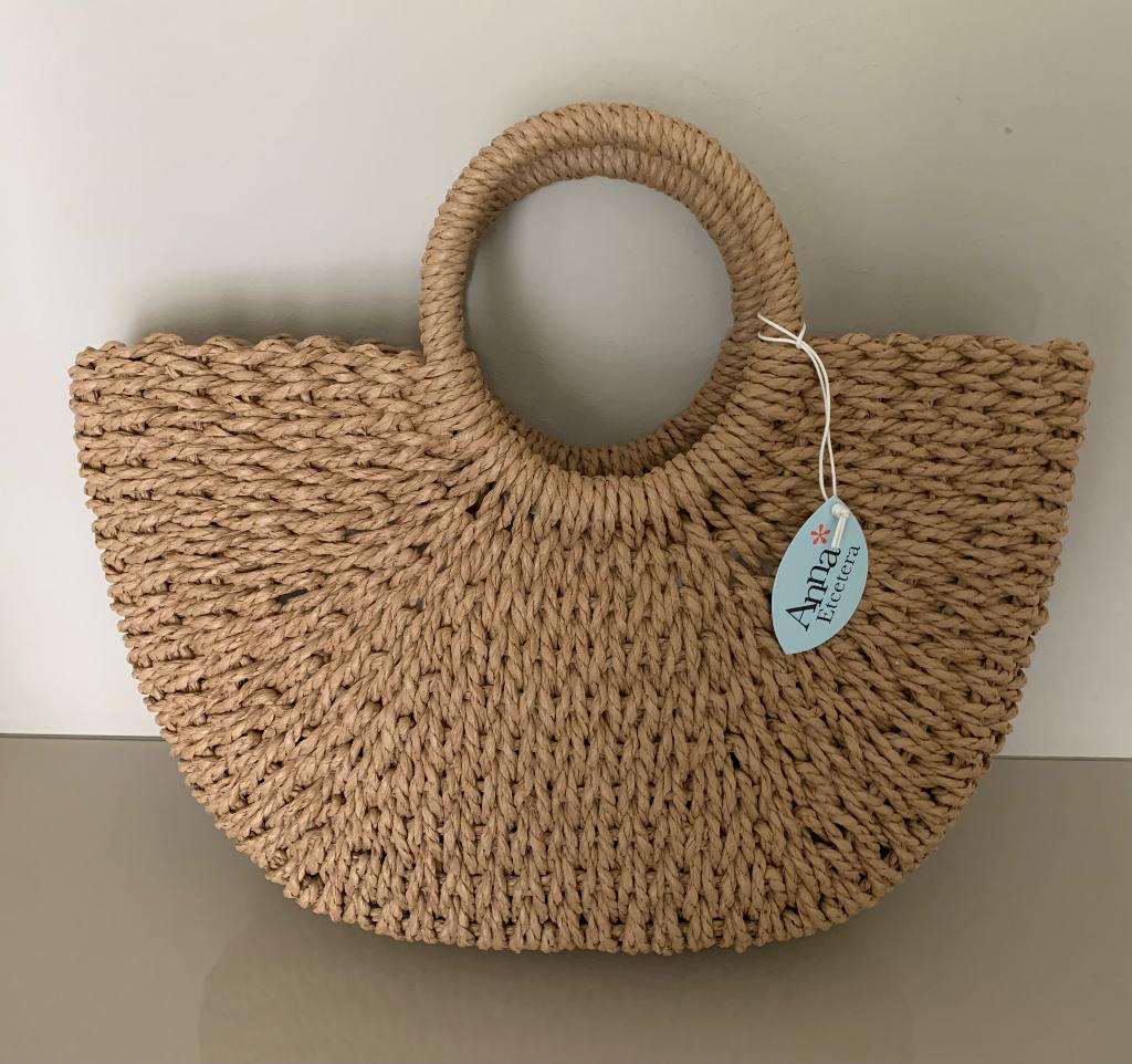 Rieten tas, Anna Etcetera, Handtassen en Accessoires, Tassen | Damestassen, Ophalen of Verzenden, Nieuw, Beige, Handtas