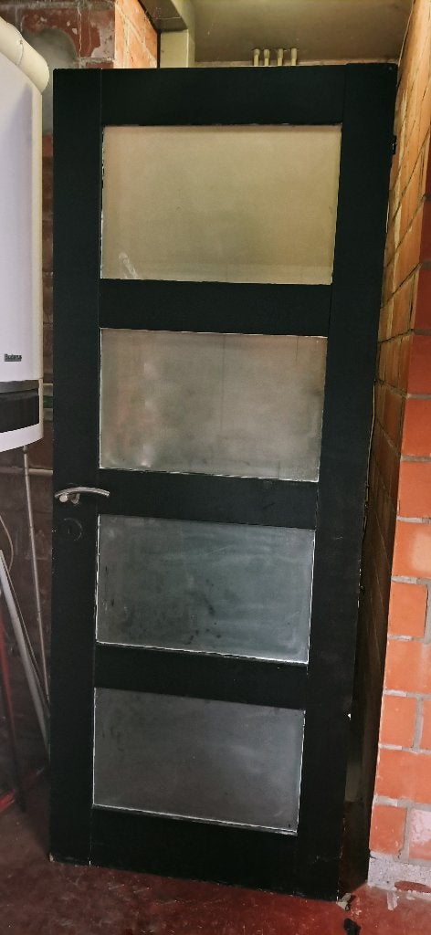 Binnendeur zwart en glas, Porte intérieure, Enlèvement, Utilisé, Moins de 80 cm