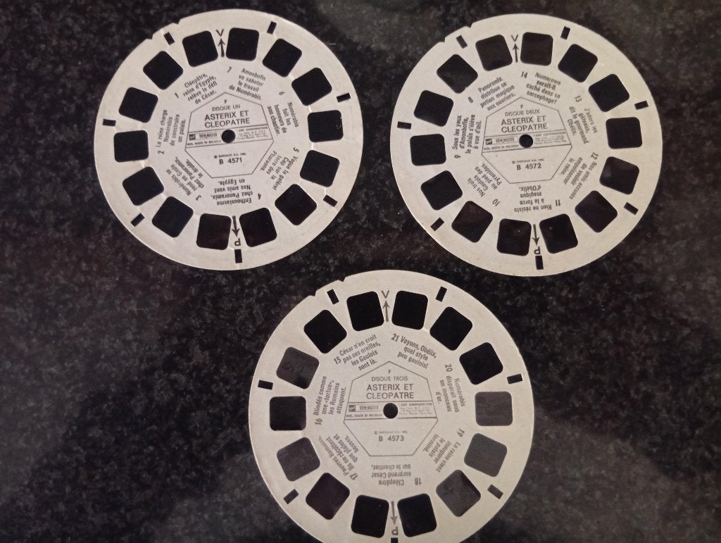 3 disques View-Master : Astérix & Cléopâtre (1969)., Enlèvement ou Envoi, Astérix et Obélix, Comme neuf