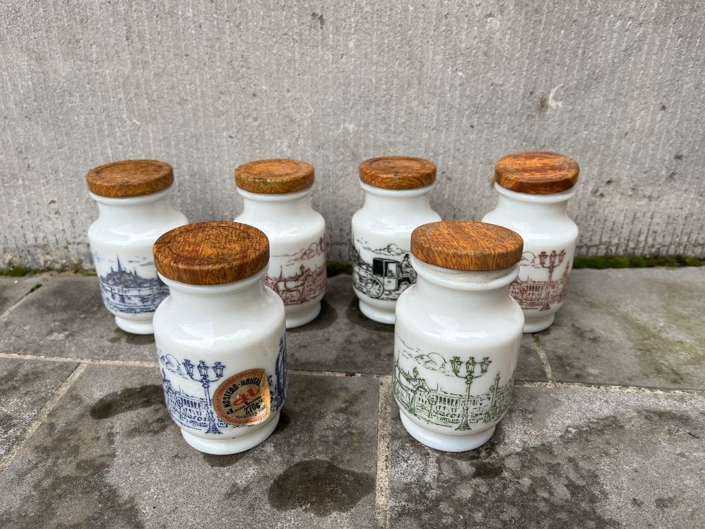6 pots à moutarde vintage Devos - Lemmens, Enlèvement ou Envoi