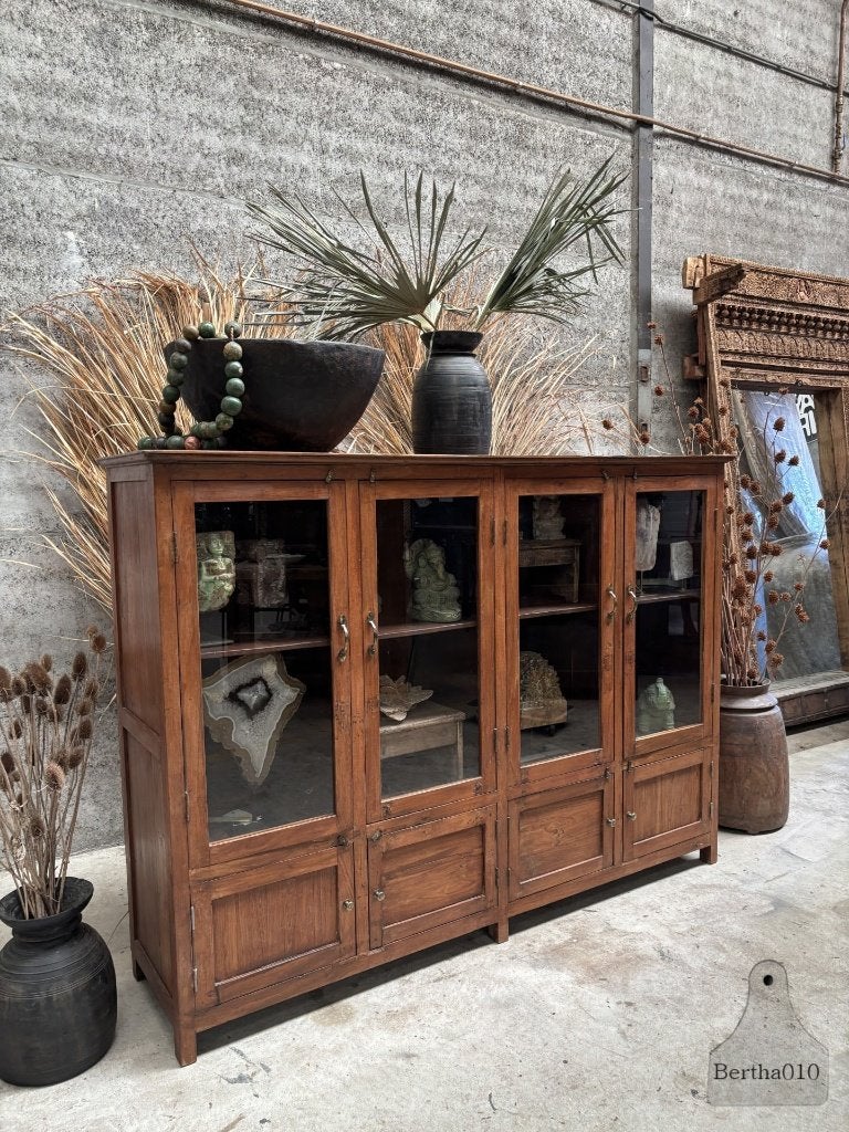 Antieke houten vitrine winkel schoolkast, Ophalen of Verzenden