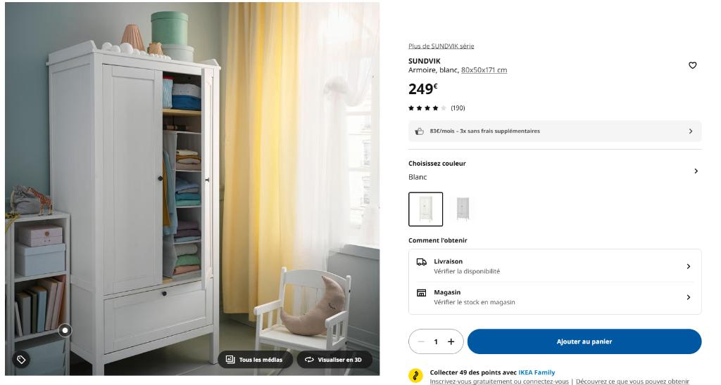 Armoire enfant Ikea, Enfants & Bébés, 105 cm ou plus, Comme neuf, Enlèvement, 75 à 100 cm