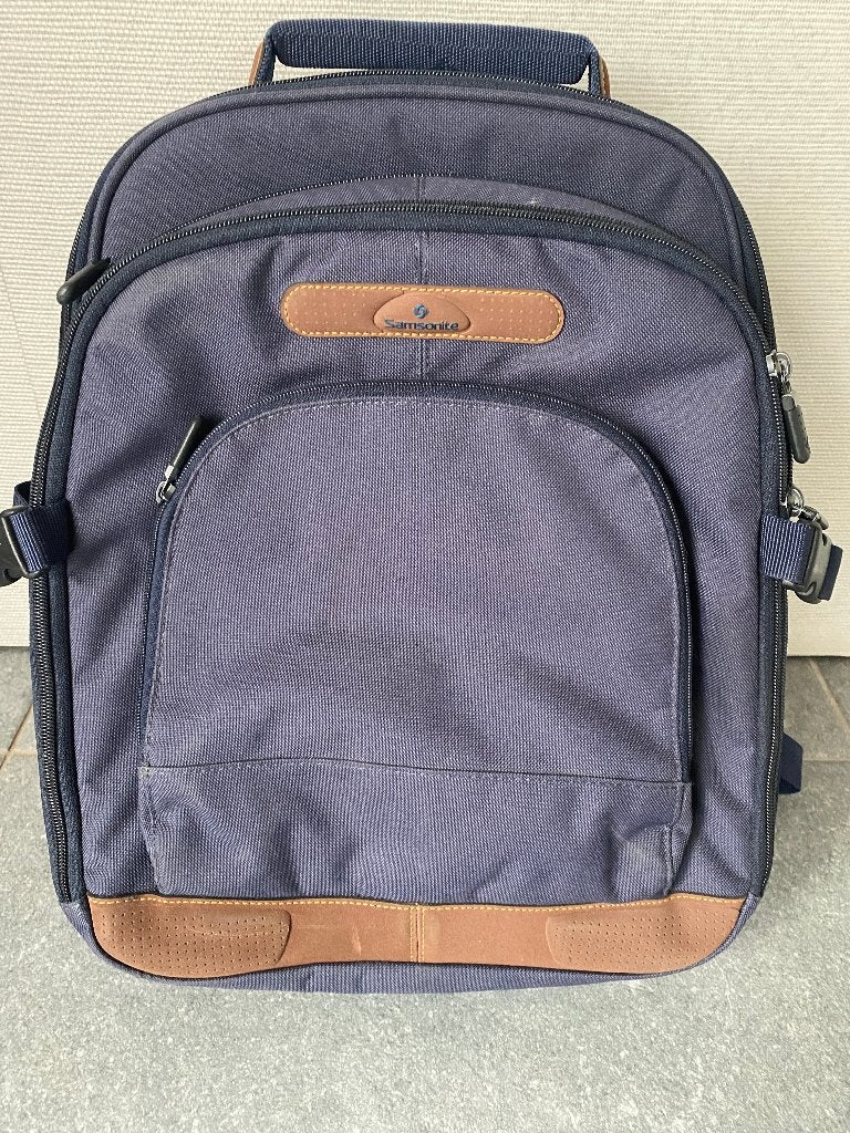 Sac à dos PC 16" Samsonite Bleu Marine & Cuir Marron, Bleu, 16 pouces, Samsonite, Sac à dos