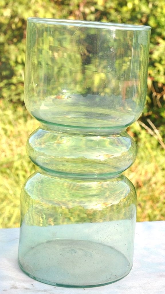 vase en verre vert, Enlèvement ou Envoi, 25 cm, Verre, Vert
