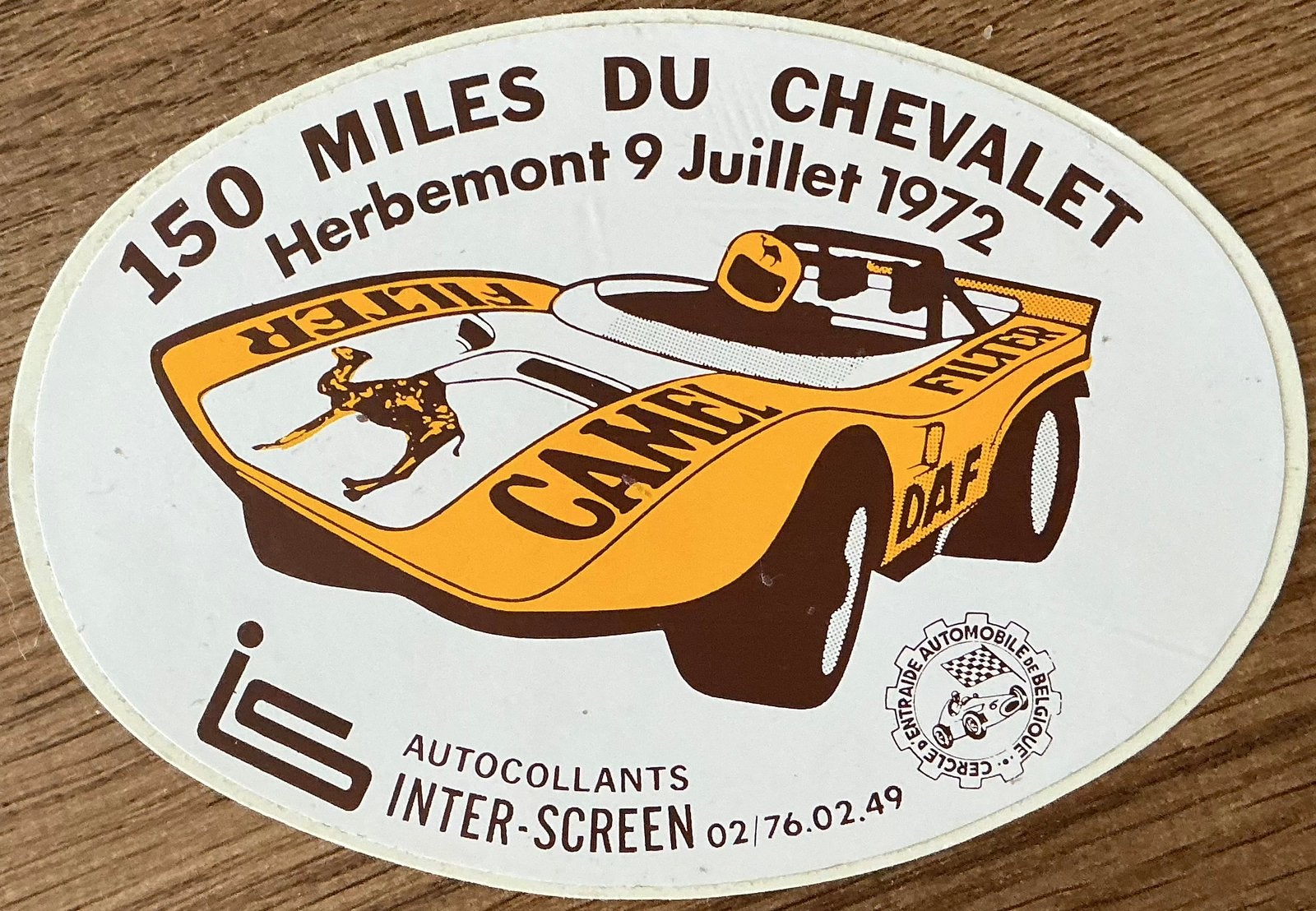 CAMEL/150 MILES DU CHEVALET 1972/autocollant, Enlèvement ou Envoi, Comme neuf, Autres types