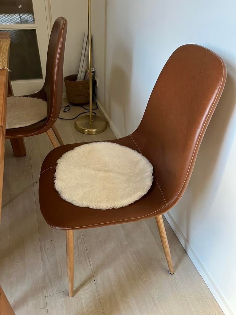Uitschuifbare houten eettafel met stoelen, Huis en Inrichting, Ophalen, Gebruikt, 6 tot 8 stoelen