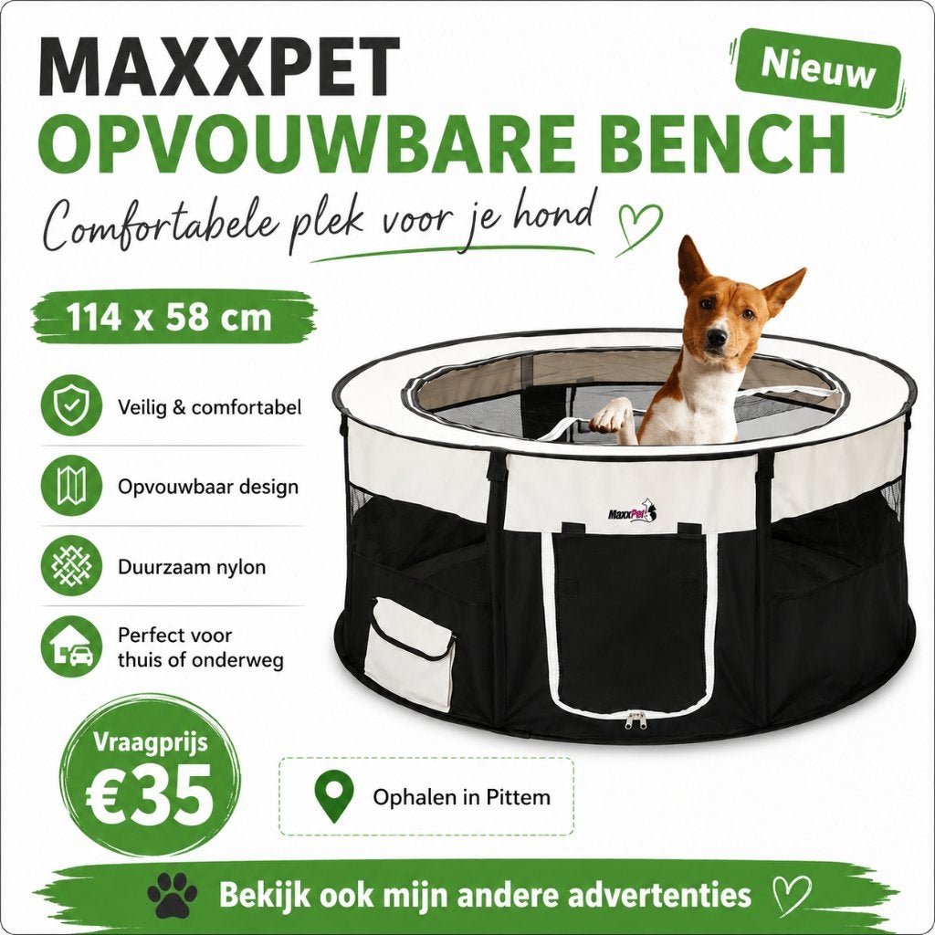MaxxPet Opvouwbare Bench 114x58 cm, hondenren / puppytent, Animaux & Accessoires, Caisses pour chiens, Neuf, Enlèvement ou Envoi