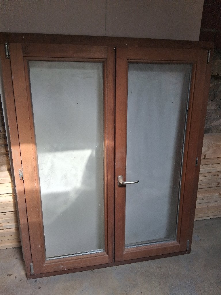 Merantie raam dubbel glas, Doe-het-zelf en Bouw, Glas en Ramen, Ophalen, 80 tot 120 cm, 120 tot 160 cm, Zo goed als nieuw