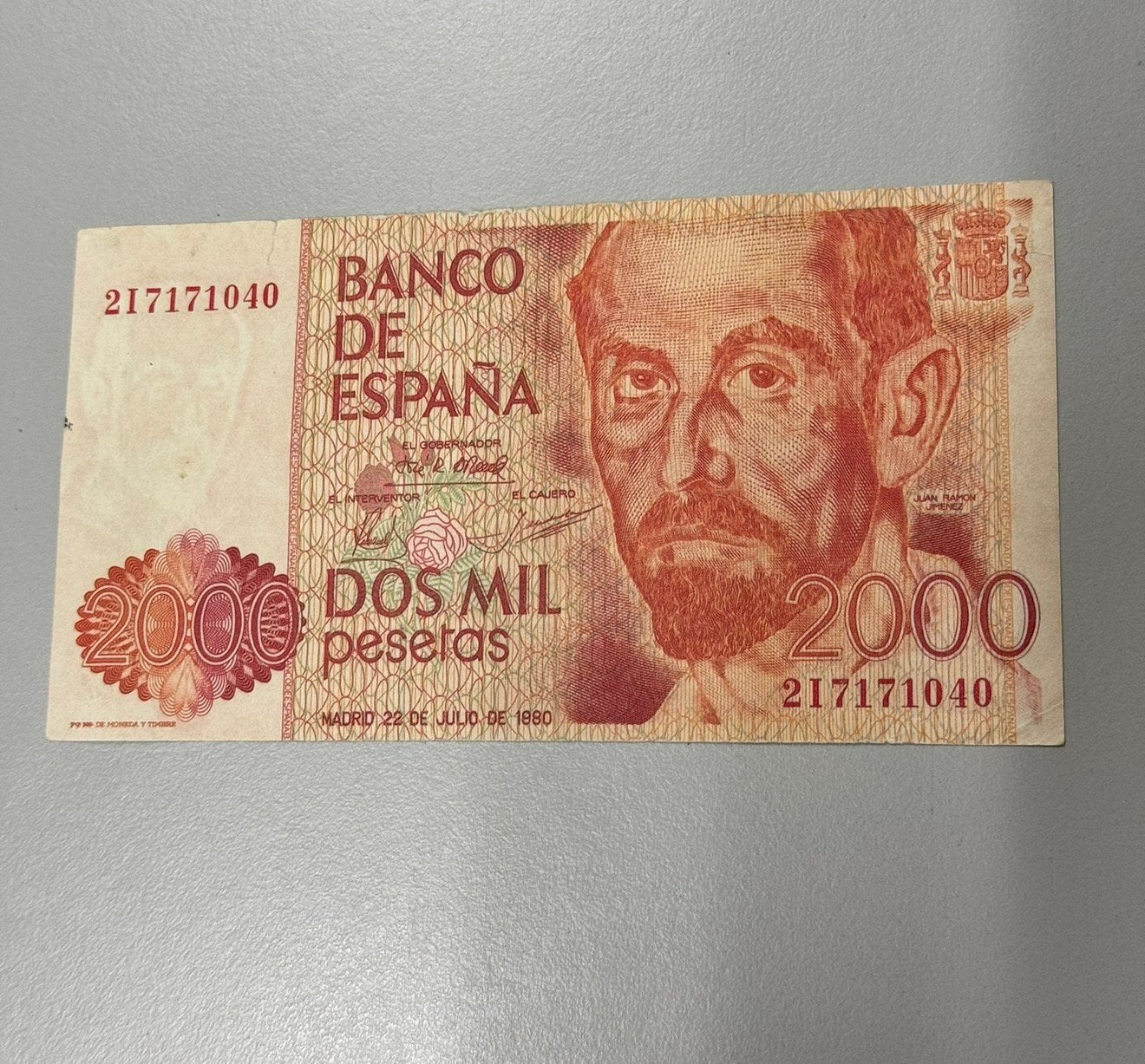 Spanje spaans bank biljet geld 2000 Pesetas 1980 goede staat, Ophalen of Verzenden, Overige landen, Los biljet