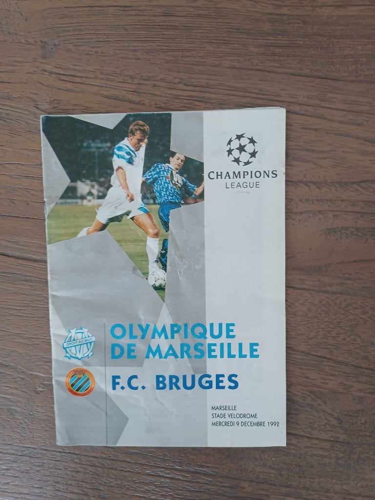 EUROPEES PROGRAMMABOEKJE OLYMPIQUE MARSEILLE – CLUB BRUGGE, Verzamelen, Ophalen of Verzenden, Zo goed als nieuw, Boek of Tijdschrift