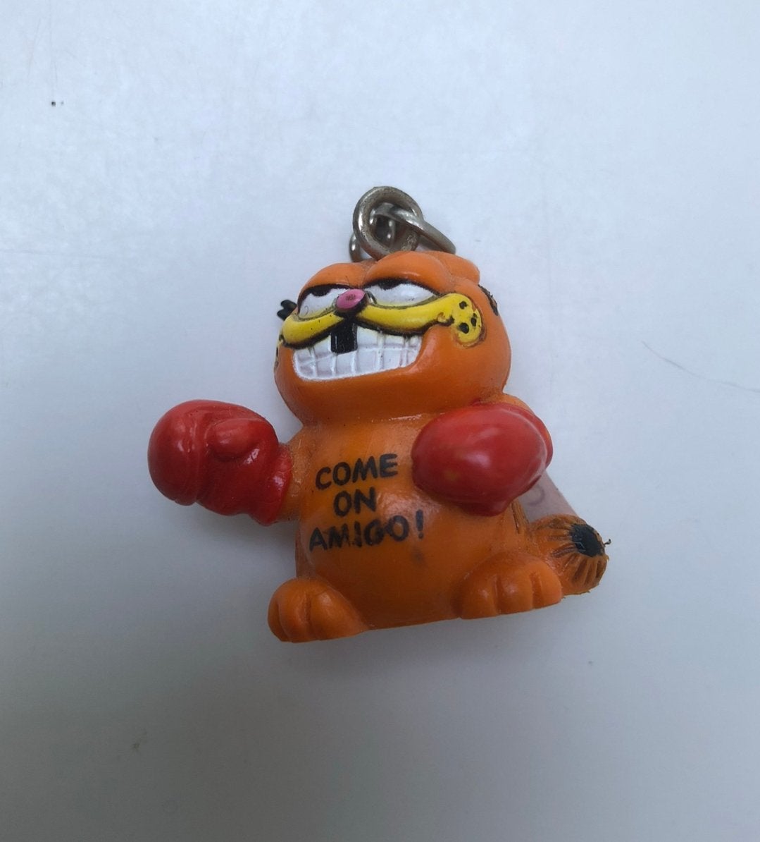 Garfield mini figuur boxer come on amigo, Ophalen of Verzenden, Garfield, Gebruikt, Beeldje of Figuurtje