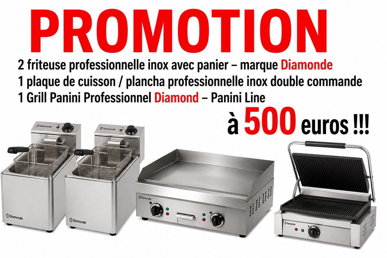 Matériel professionnelle inox Friteuse + Plaque de cuisson, Enlèvement, Utilisé