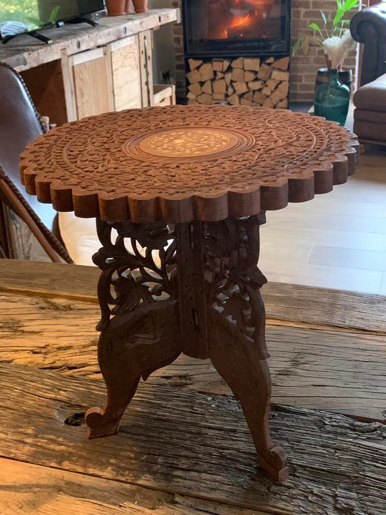 Table d'appoint vintage en bois - Style bohème - Colonial, Enlèvement ou Envoi