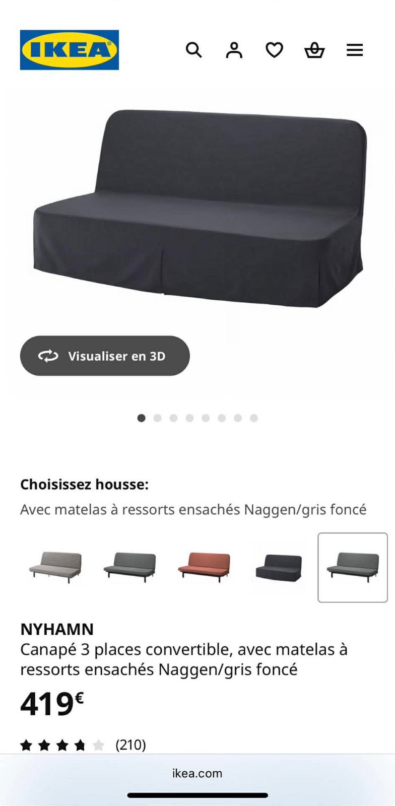 Canapé-lit Ikea avec housse beige clair, Enlèvement, Comme neuf, Deux personnes, Beige