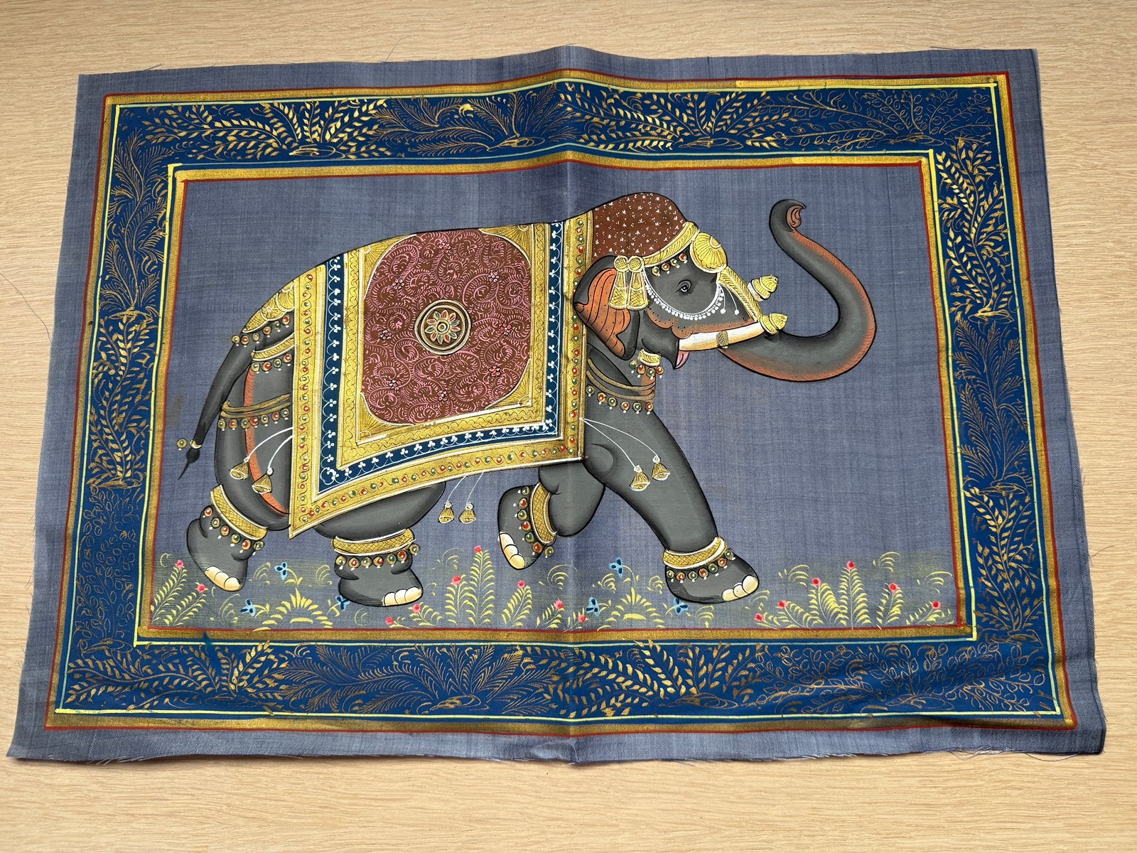 Tissu fin vintage en forme d'éléphant du Rajasthan, Antiquités & Art, Art | Art non-occidental, Inde, Enlèvement ou Envoi, Fait main