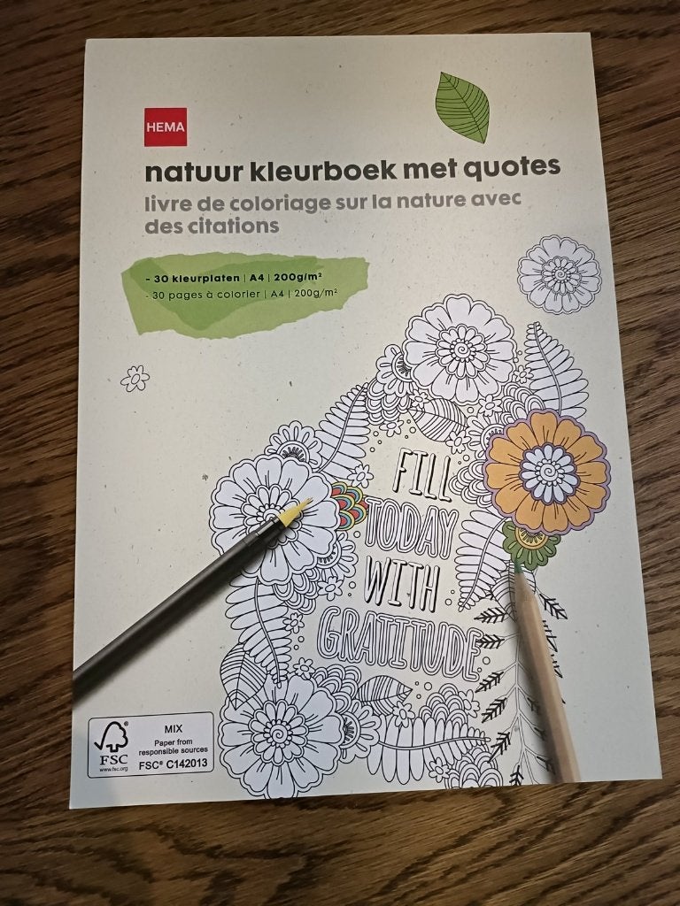 HEMA natuur kleurboek met quotes - 30 platen - nieuw, Ophalen, Nieuw, Papier, Schets- of Tekenboek