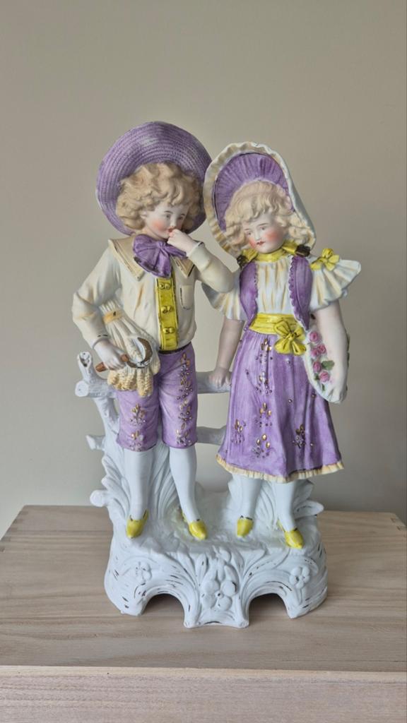 Antiek/ Vintage Biscuit Porseleinen beeld., Ophalen of Verzenden