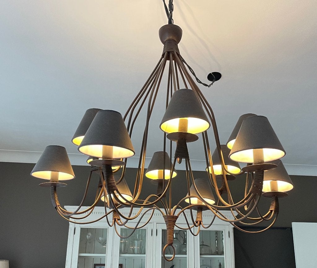 Kroonluchter, Flamant stijl, 12 lampen, 2 kringen., Ophalen, Zo goed als nieuw, Flamant rustiek, Metaal