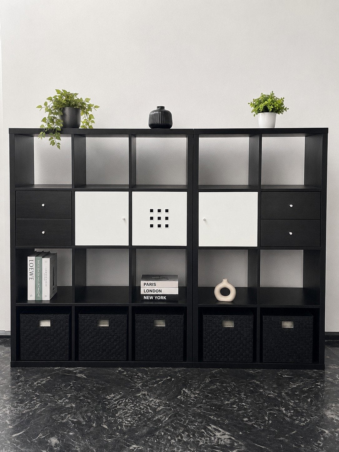 Meuble de rangement double noir & blanc – Design moderne, Enlèvement ou Envoi, Avec porte(s)