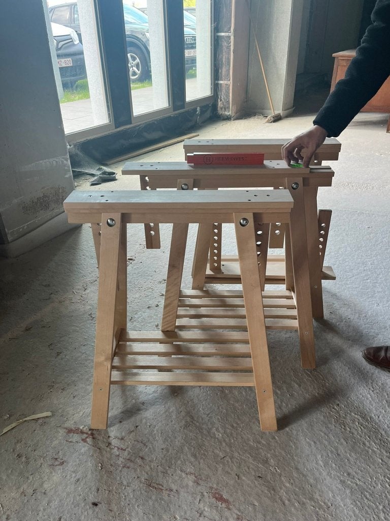 4 x Houten schragen - IKEA MITTBACK, Huis en Inrichting, Tafelonderdelen, Ophalen, Zo goed als nieuw, Overige houtsoorten, Tafelpoot