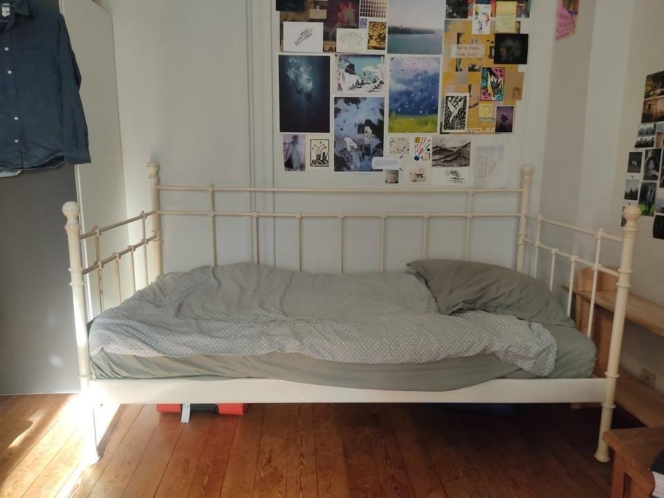 lit, Ophalen, 90 cm, Eenpersoons, Wit