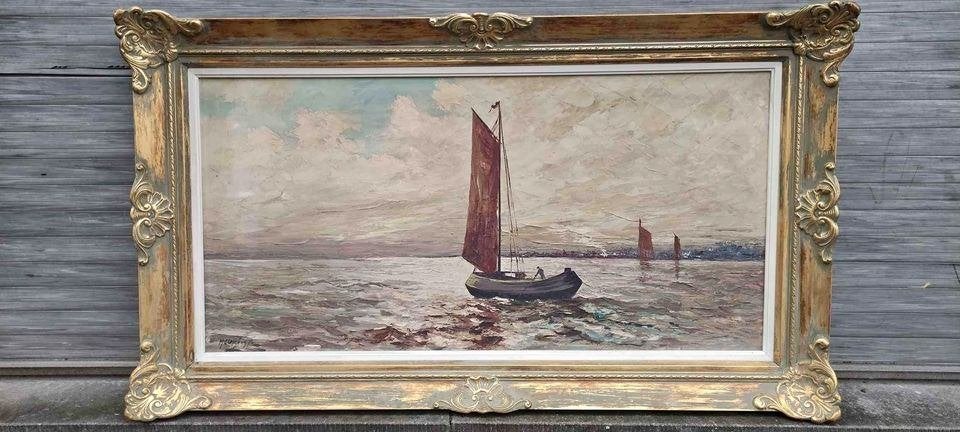 Huile sur toile marine signe Willy meurisse, Enlèvement, Toile