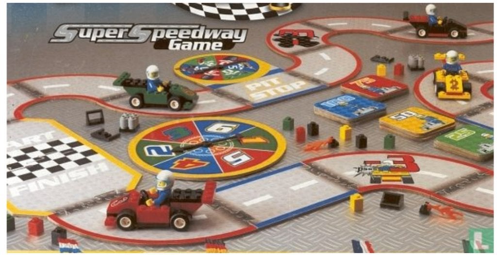 lego racers super speedway gezelschapsspel jumbo, Gebruikt, Lego, Ophalen of Verzenden, Compleet