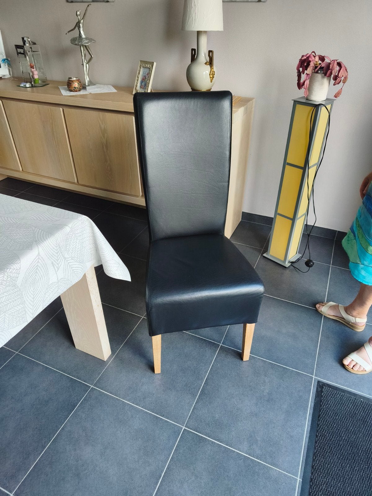 stoelen bekleed met leer, Huis en Inrichting, Stoelen, Ophalen, Zwart, Leer, Vijf, Zes of meer stoelen